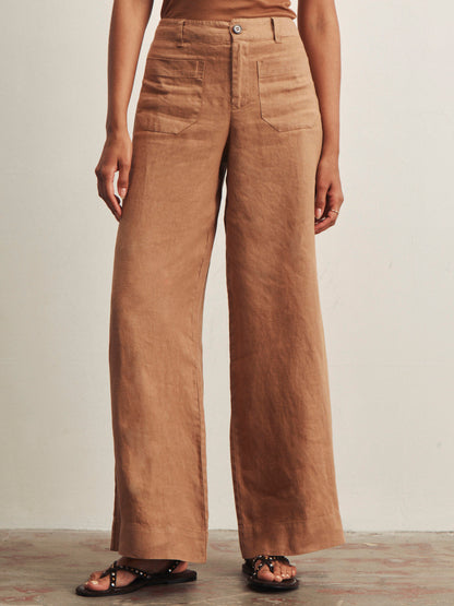 THE LINEN MARINE WIDE LEG TOASTED COCONUT | Sanctuary Clothing