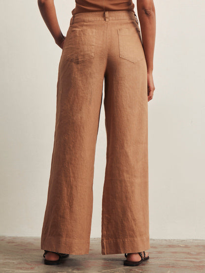 THE LINEN MARINE WIDE LEG TOASTED COCONUT | Sanctuary Clothing