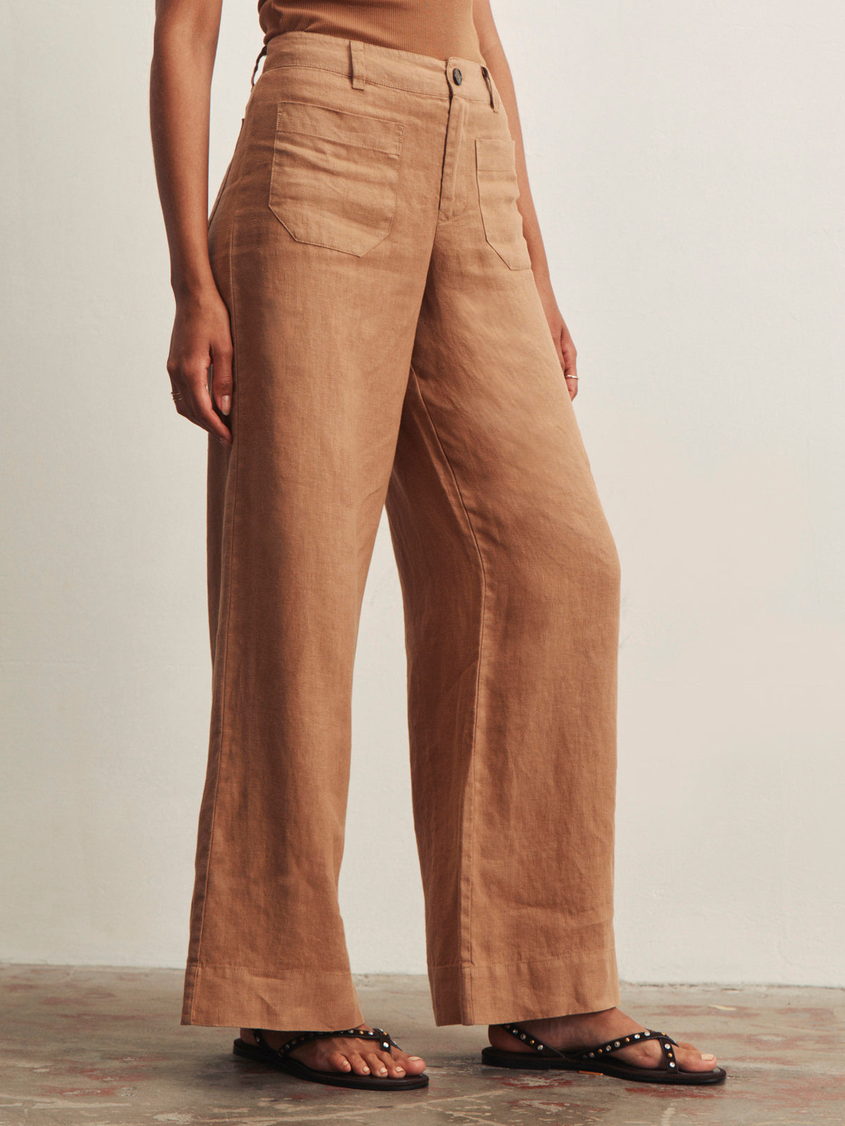 THE LINEN MARINE WIDE LEG TOASTED COCONUT | Sanctuary Clothing