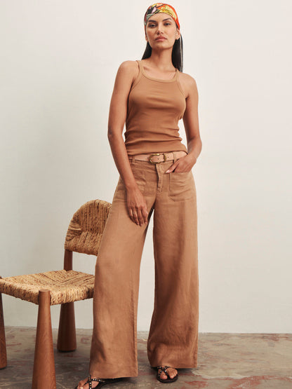 THE LINEN MARINE WIDE LEG TOASTED COCONUT | Sanctuary Clothing