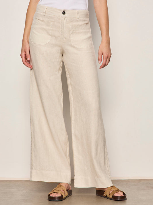 The Linen Marine Wide Leg Pant Summer Sand | Sanctuary Clothing
