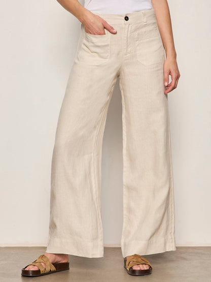 The Linen Marine Wide Leg Pant Summer Sand | Sanctuary Clothing