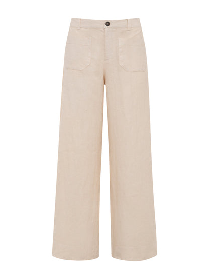 The Linen Marine Wide Leg Pant Summer Sand | Sanctuary Clothing