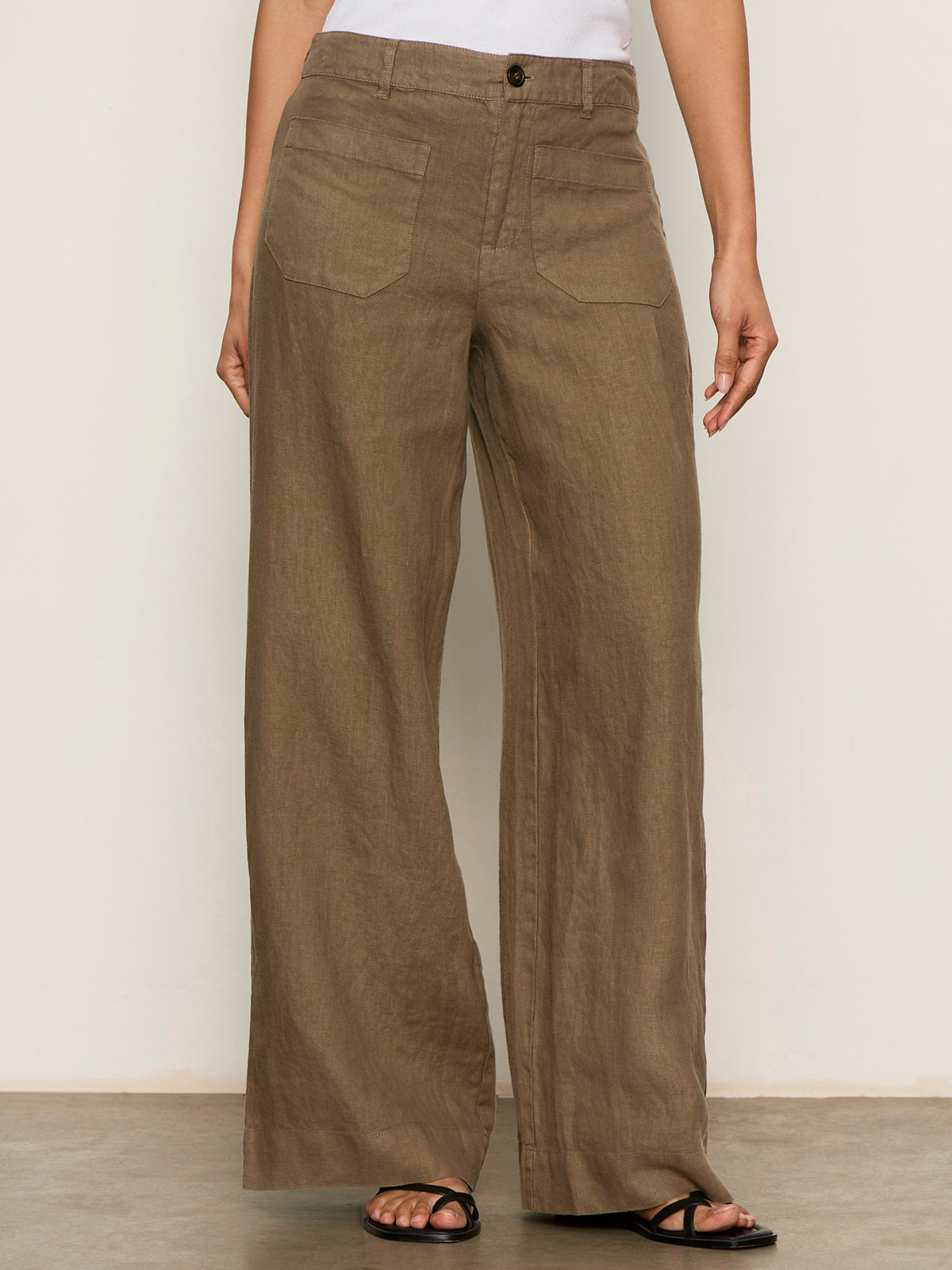 The Linen Marine Wide Leg Pant Timber | Sanctuary Clothing