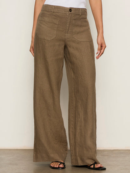 The Linen Marine Wide Leg Pant Timber | Sanctuary Clothing
