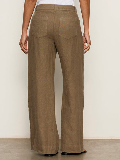 The Linen Marine Wide Leg Pant Timber | Sanctuary Clothing