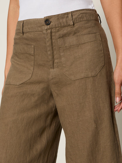 The Linen Marine Wide Leg Pant Timber | Sanctuary Clothing