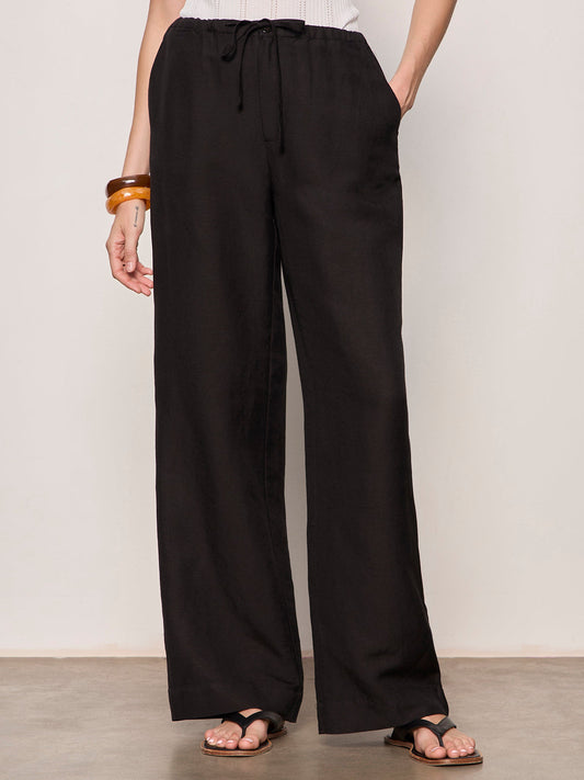 SHORELINE LINEN PANTS BLACK | Sanctuary Clothing