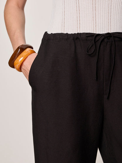 SHORELINE LINEN PANTS BLACK | Sanctuary Clothing