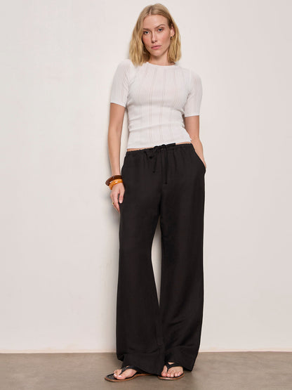 SHORELINE LINEN PANTS BLACK | Sanctuary Clothing