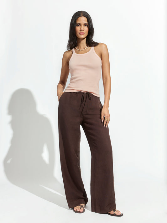 SHORELINE LINEN PANTS RICH SOIL | Sanctuary Clothing