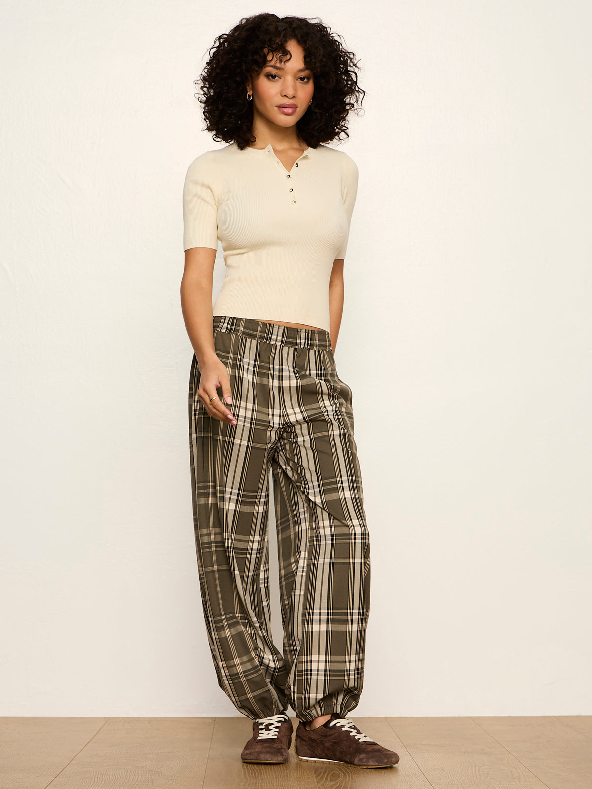 Micro Balloon Pant Linden Plaid Petite Sizing | Sanctuary Clothing