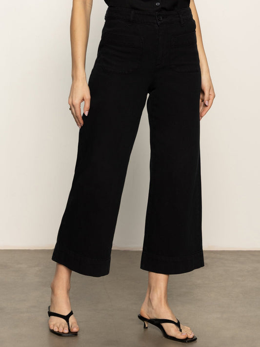Soft Marine Wide Leg Standard Rise Crop Pant Black | Sanctuary Clothing