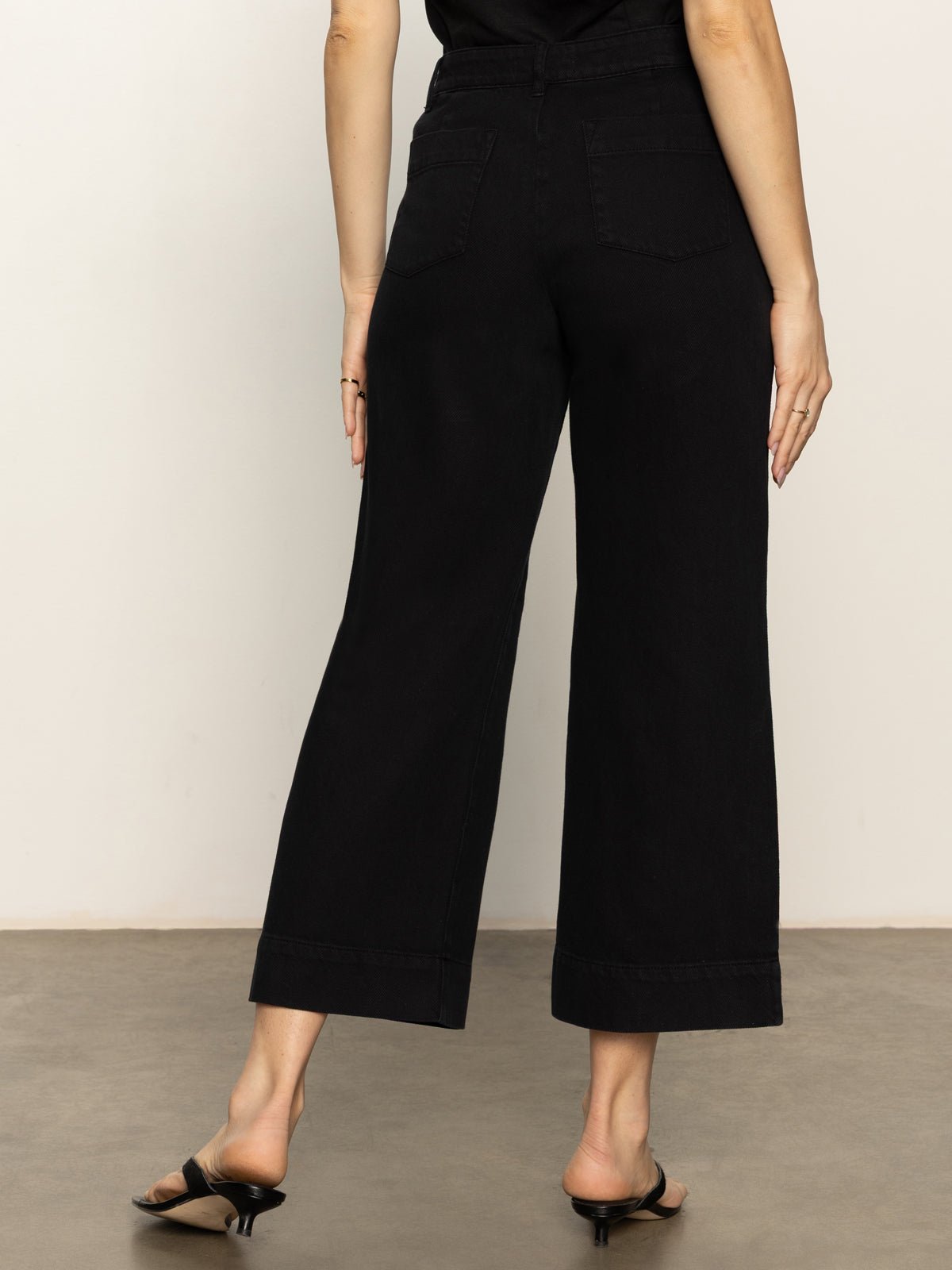 Soft Marine Wide Leg Standard Rise Crop Pant Black | Sanctuary Clothing