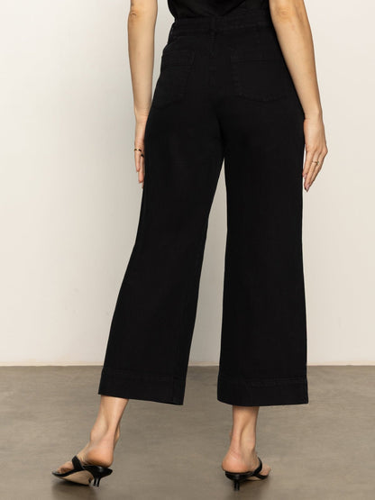 Soft Marine Wide Leg Standard Rise Crop Pant Black | Sanctuary Clothing