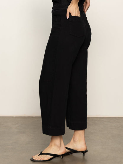 Soft Marine Wide Leg Standard Rise Crop Pant Black | Sanctuary Clothing
