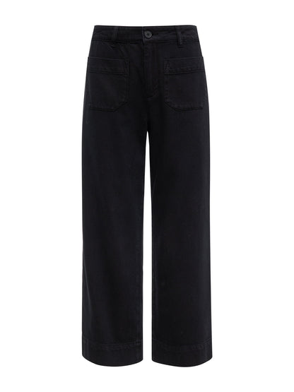 Soft Marine Wide Leg Standard Rise Crop Pant Black | Sanctuary Clothing