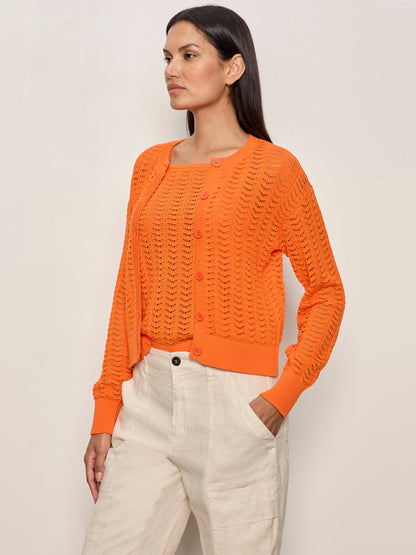 FOR KEEPS POINTELLE CARDIGAN HIBISCUS ORANGE | Sanctuary Clothing