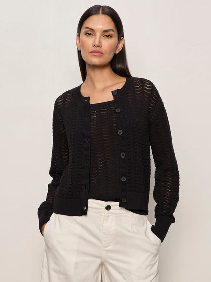 FOR KEEPS POINTELLE CARDIGAN BLACK | Sanctuary Clothing