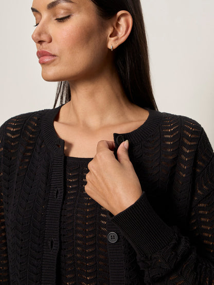 FOR KEEPS POINTELLE CARDIGAN BLACK | Sanctuary Clothing
