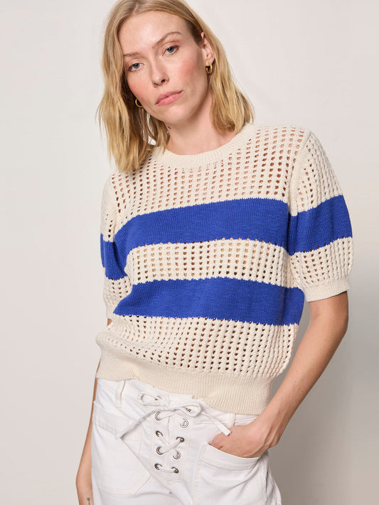 BEACHSIDE OPENWORK TEE COLLAGEN W/ LUMINOUS BLUE | Sanctuary Clothing