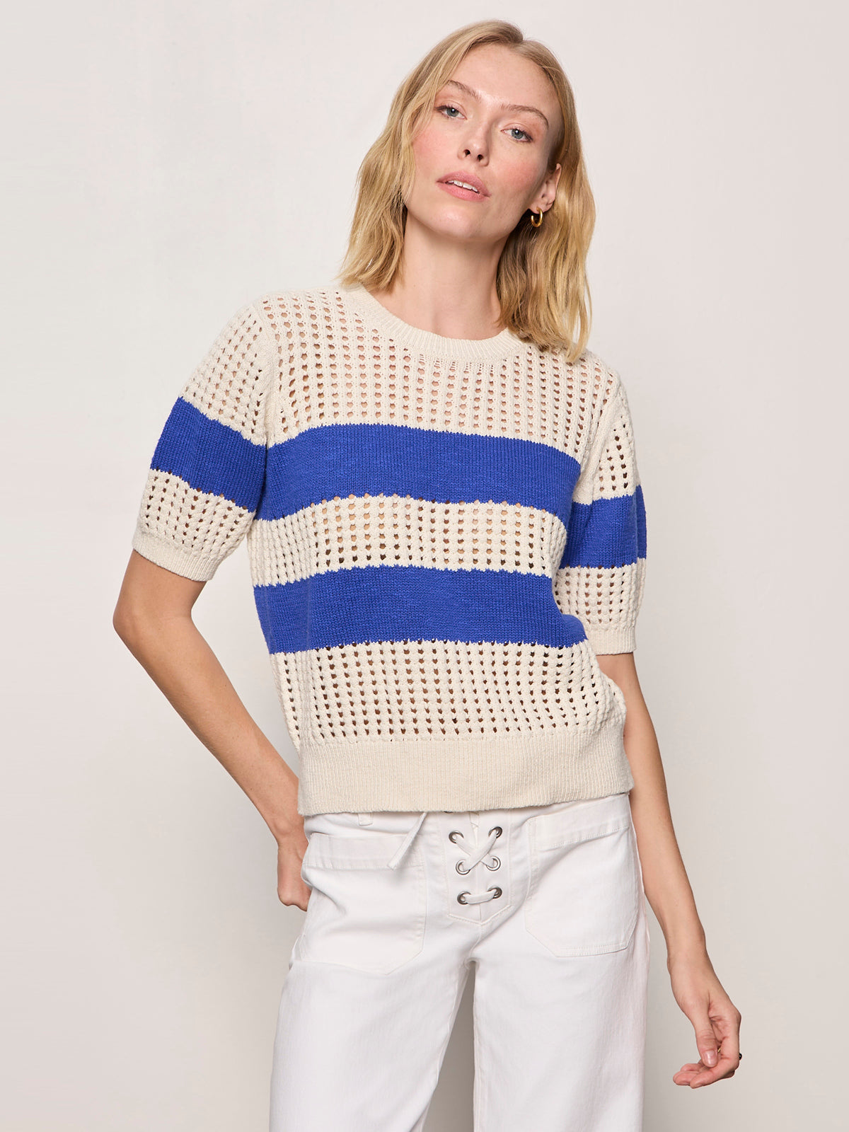 BEACHSIDE OPENWORK TEE COLLAGEN W/ LUMINOUS BLUE | Sanctuary Clothing