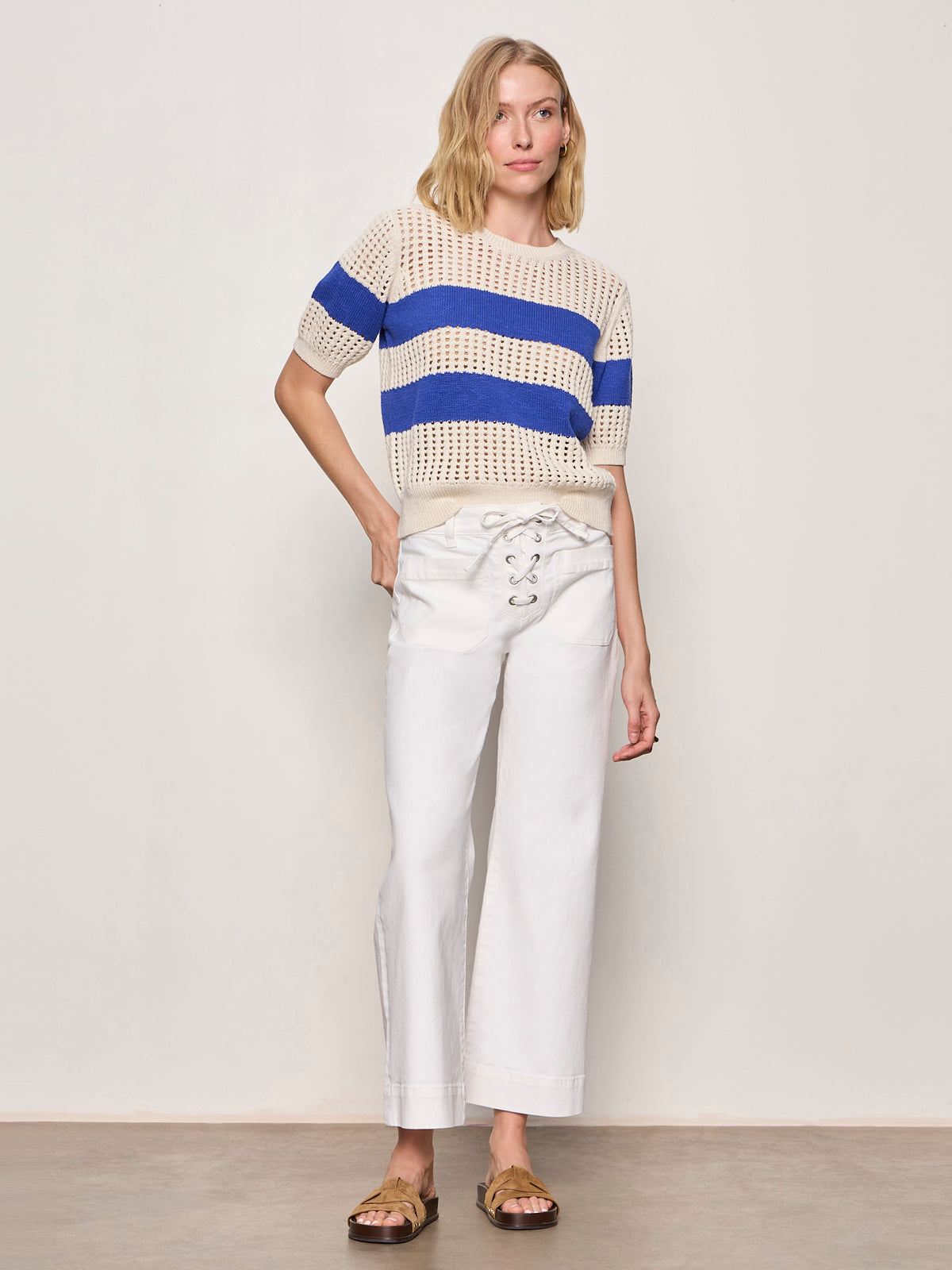 BEACHSIDE OPENWORK TEE COLLAGEN W/ LUMINOUS BLUE | Sanctuary Clothing