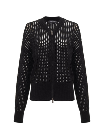 LAGUNA OPENWORK BOMBER BLACK | Sanctuary Clothing
