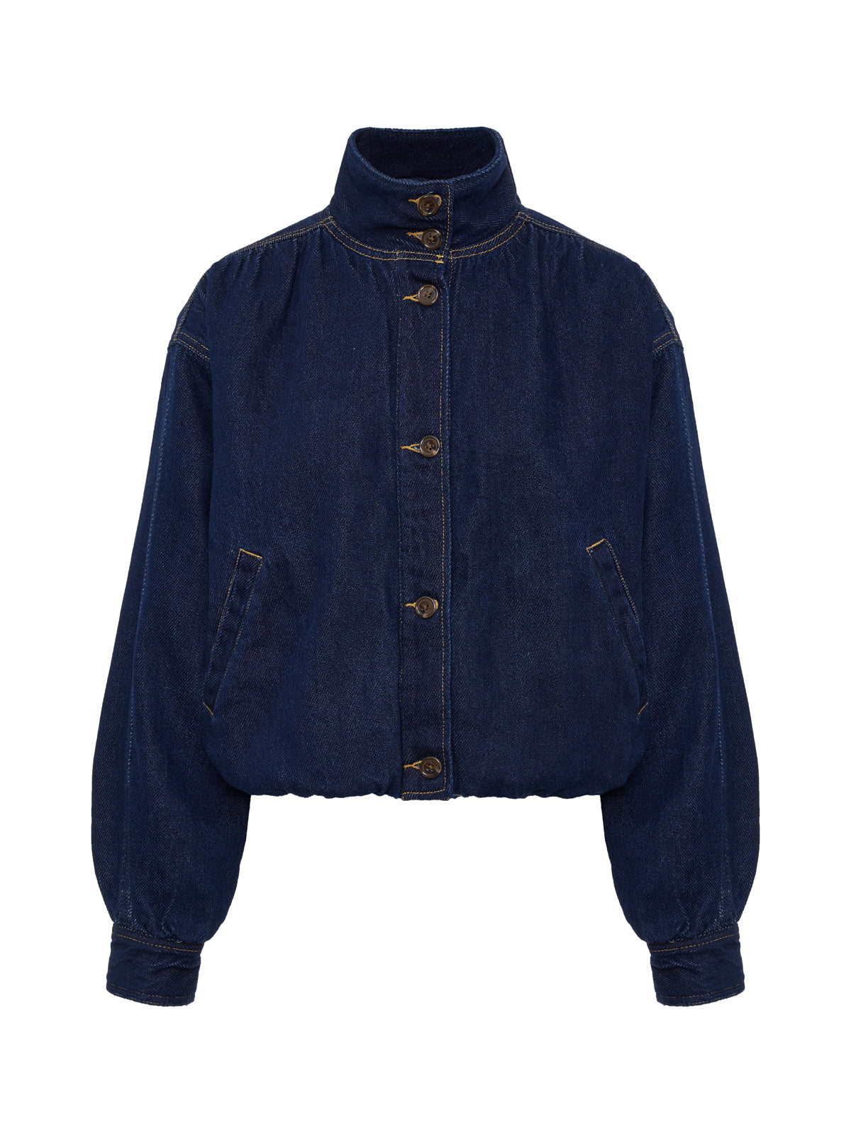Bubble Hem Bomber Jacket Dark Denim | Sanctuary Clothing