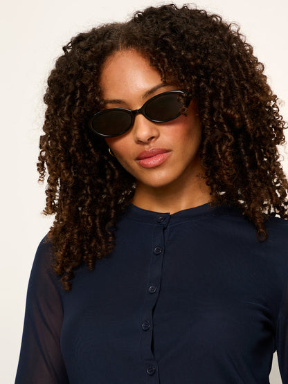 Mesh Long Sleeve Cardigan Navy Blazer | Sanctuary Clothing