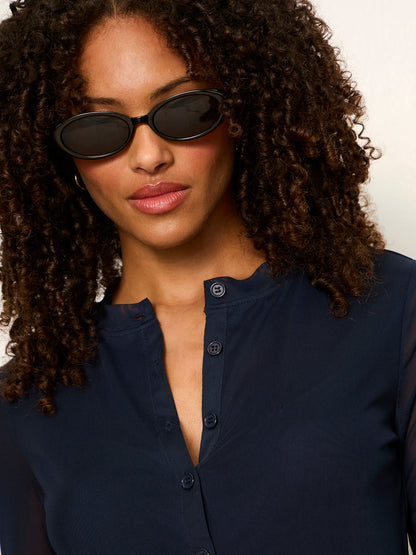 Mesh Long Sleeve Cardigan Navy Blazer | Sanctuary Clothing