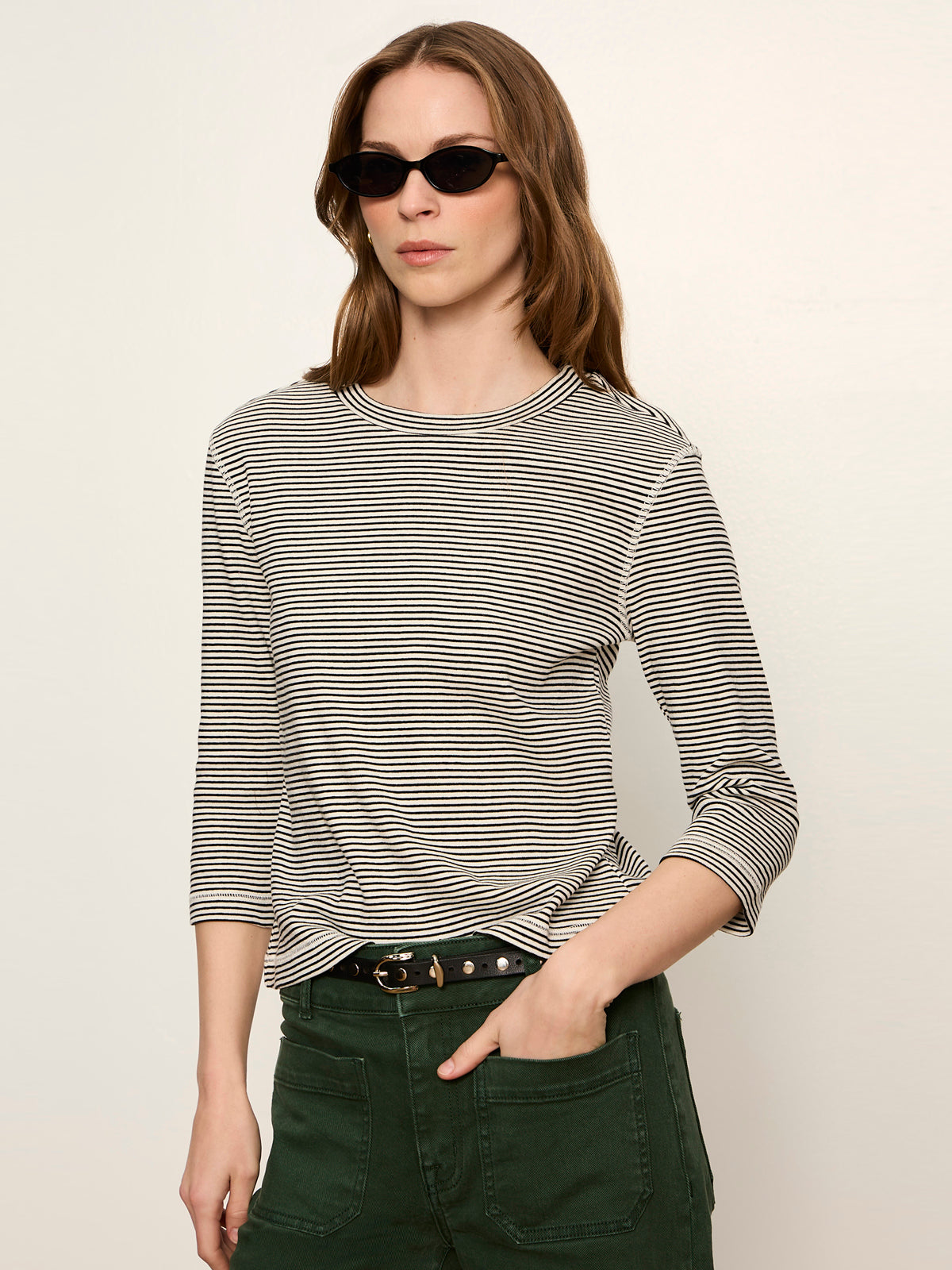 3/4 Mode Tee Chalk French Stripe | Sanctuary Clothing