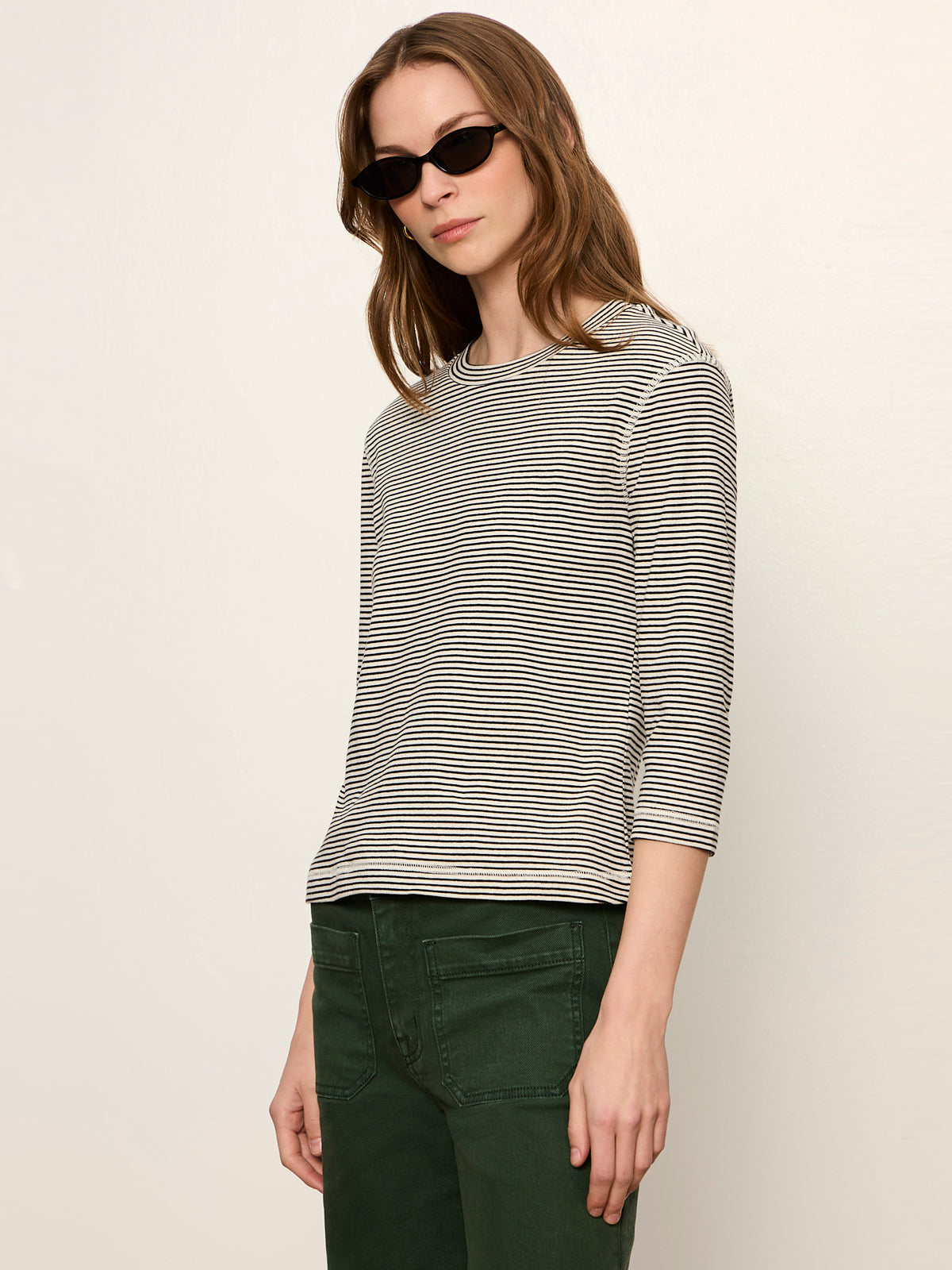 3/4 Mode Tee Chalk French Stripe | Sanctuary Clothing