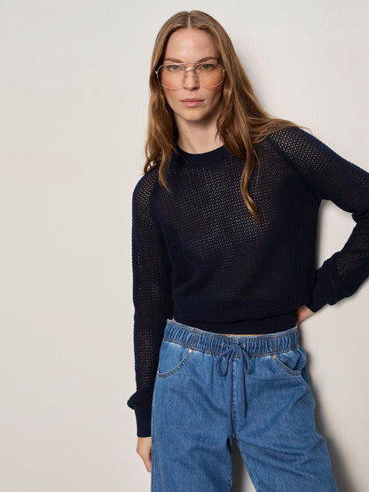 SOLEIL OPEN STITCH SWEATER NAVY BLAZER | Sanctuary Clothing