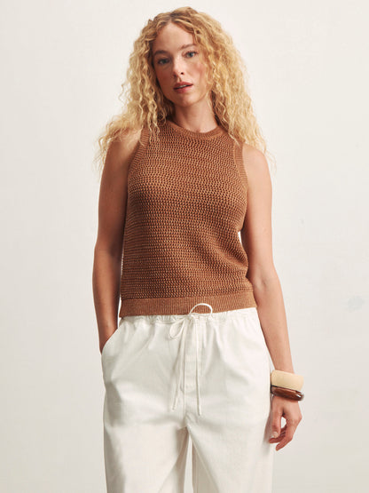 NATURAL STATE HALTER TANK TOASTED COCONUT METALLIC | Sanctuary Clothing