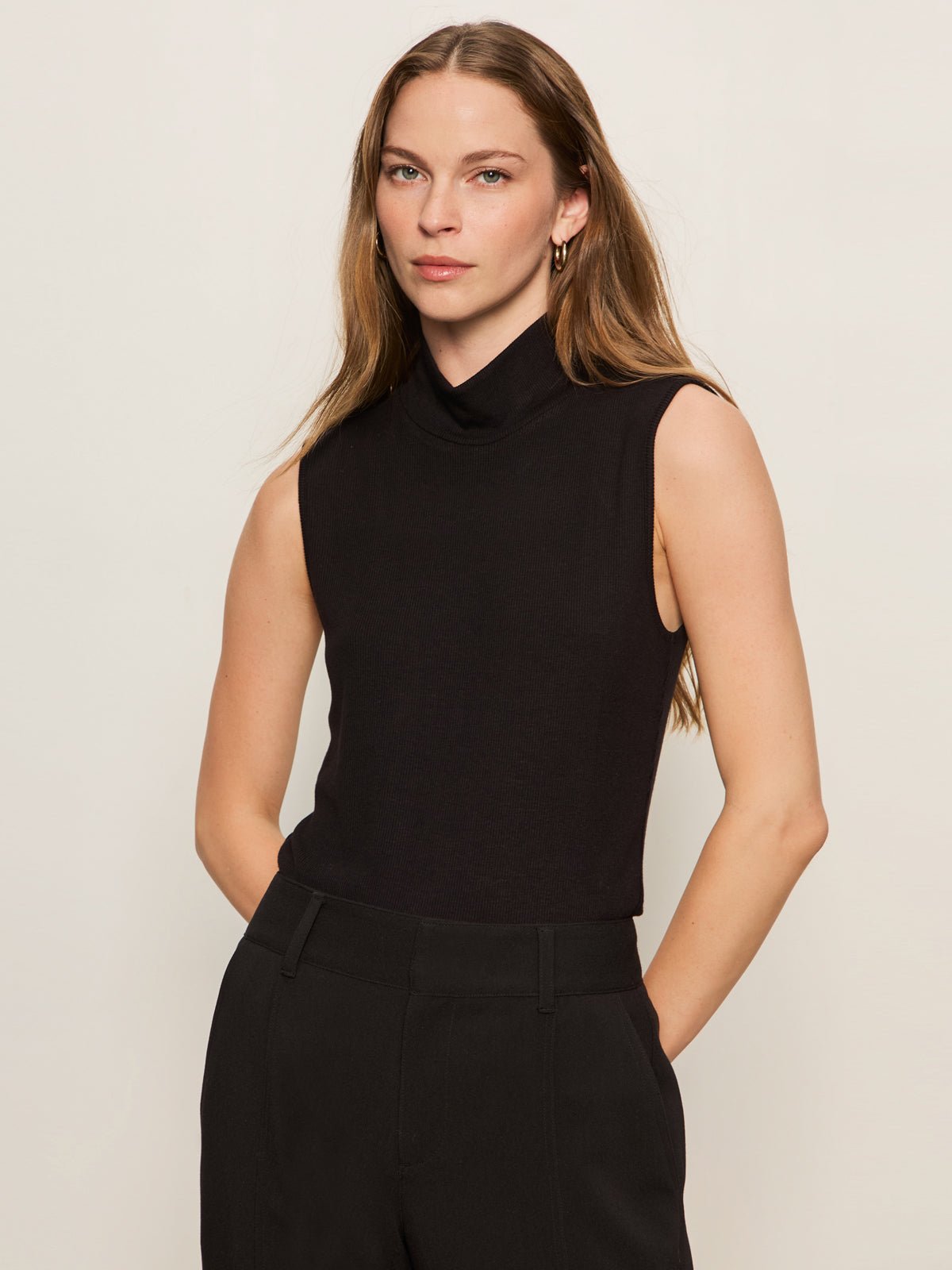 Essential Sleeveless Mock Neck Tank Black | Sanctuary Clothing