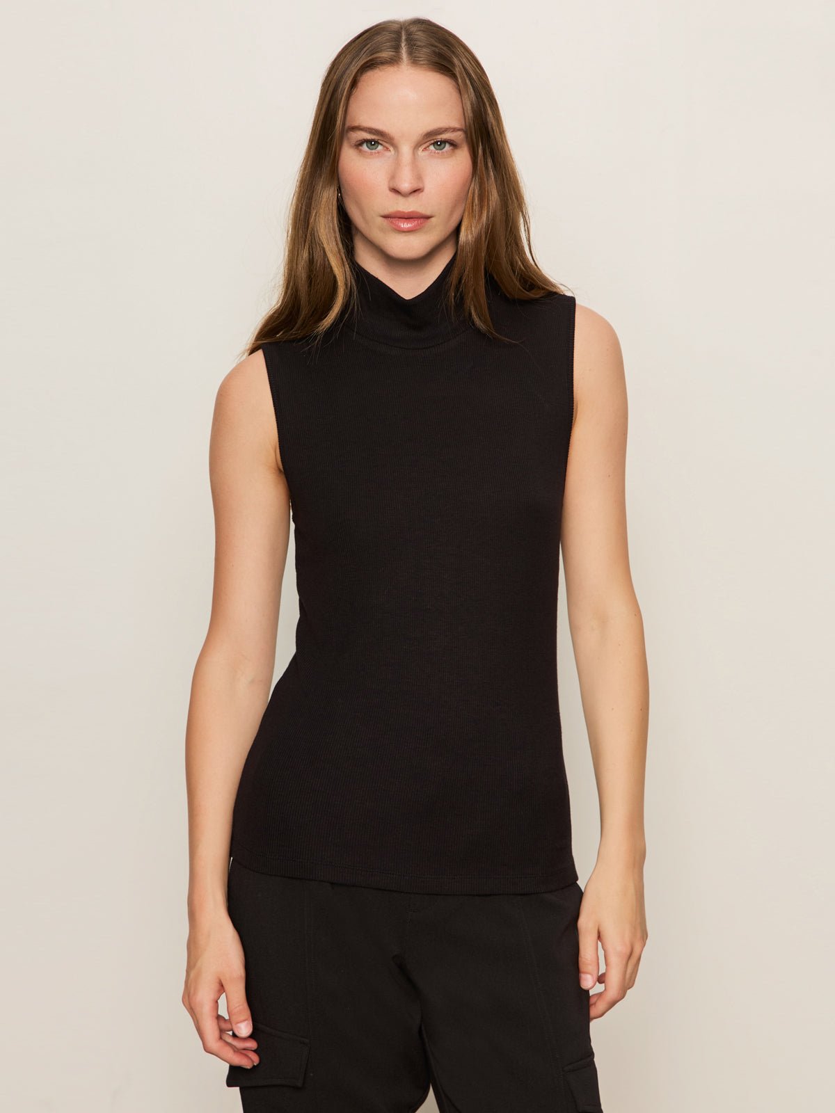 Essential Sleeveless Mock Neck Tank Black | Sanctuary Clothing
