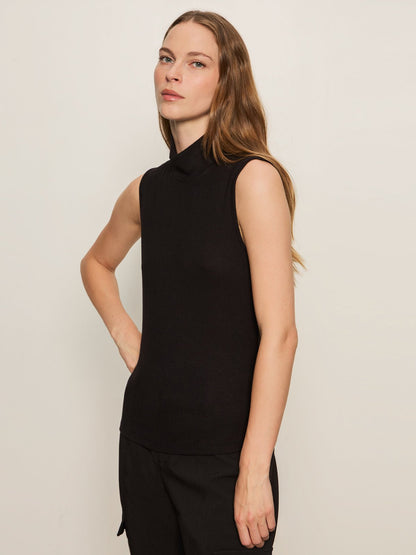 Essential Sleeveless Mock Neck Tank Black | Sanctuary Clothing