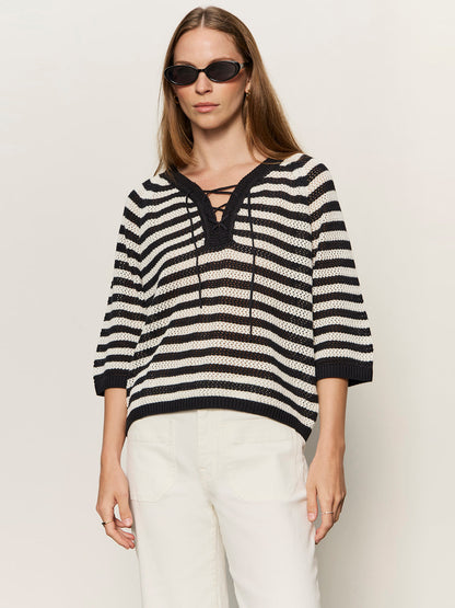 Lace Up Sweater Tee Black/Chalk | Sanctuary Clothing
