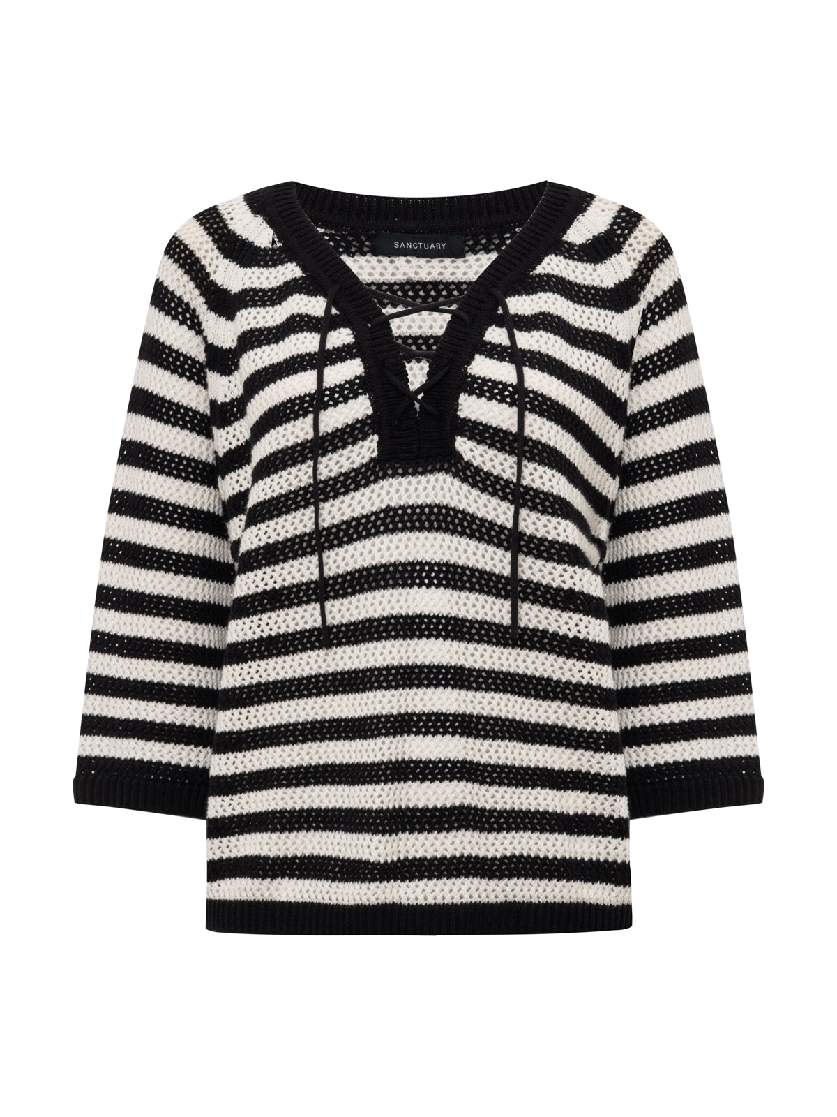 Lace Up Sweater Tee Black/Chalk | Sanctuary Clothing