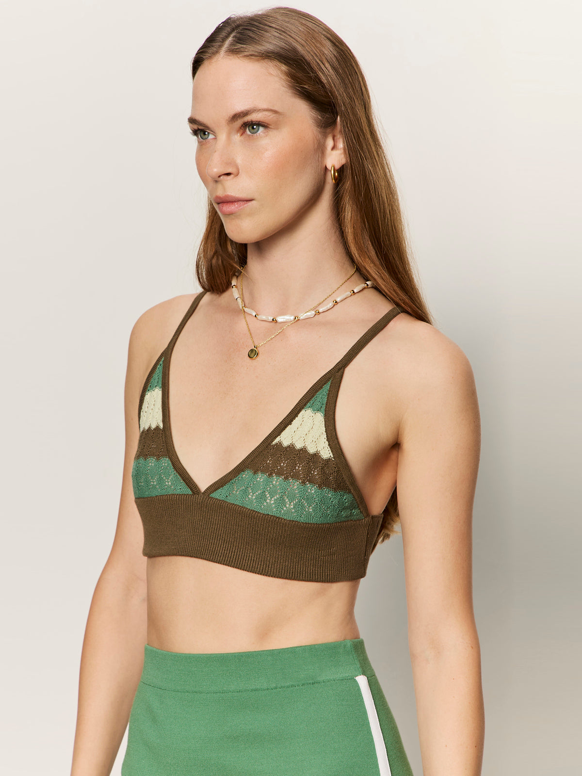 ONE AND ONLY KNIT BRALETTE TIMBER/GREEN JUICE/GREEN MIST | Sanctuary Clothing