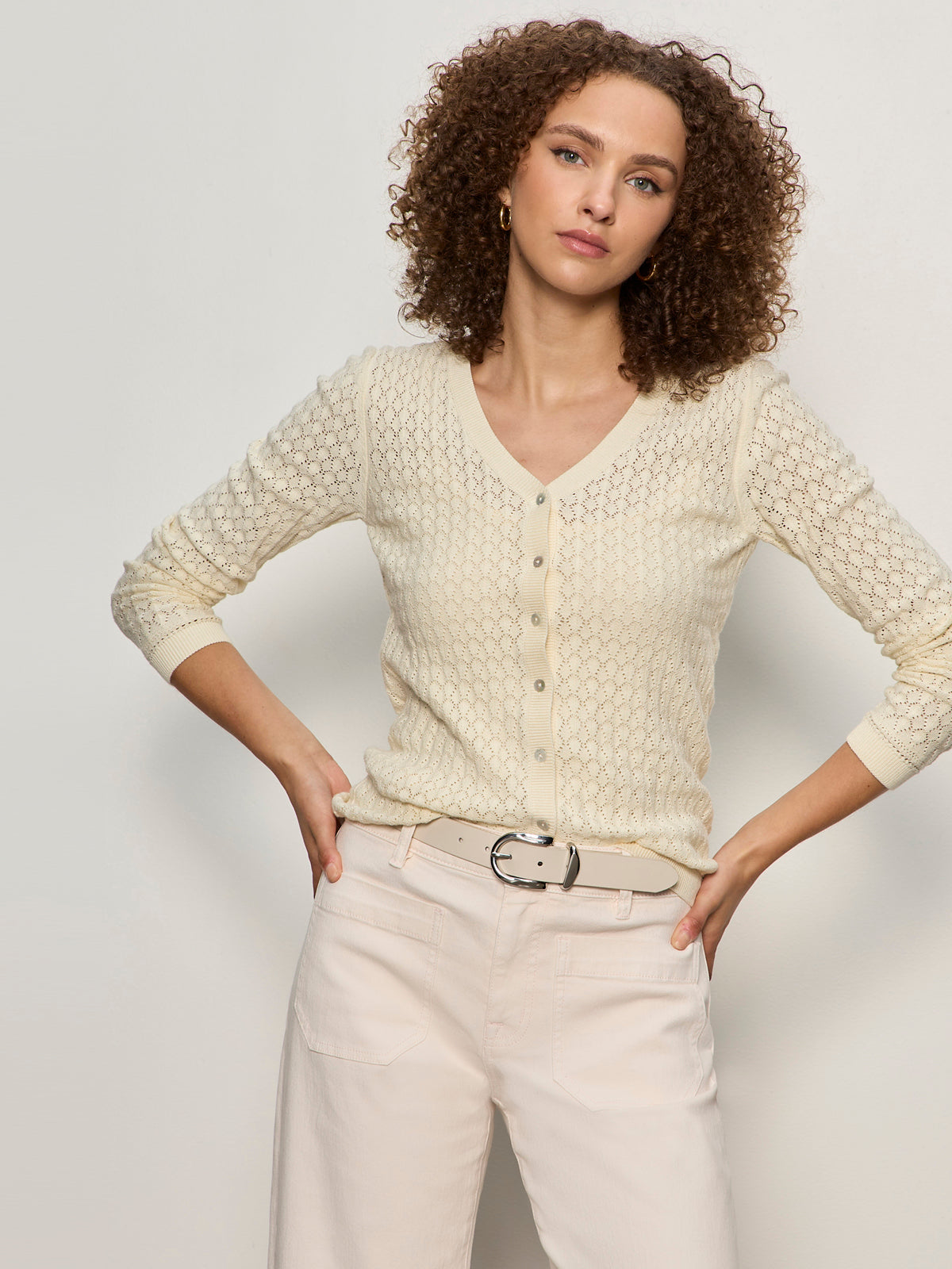 EVERYDAY POINTELLE CARDIGAN COLLAGEN | Sanctuary Clothing