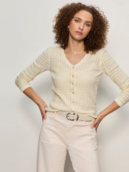 EVERYDAY POINTELLE CARDIGAN COLLAGEN | Sanctuary Clothing