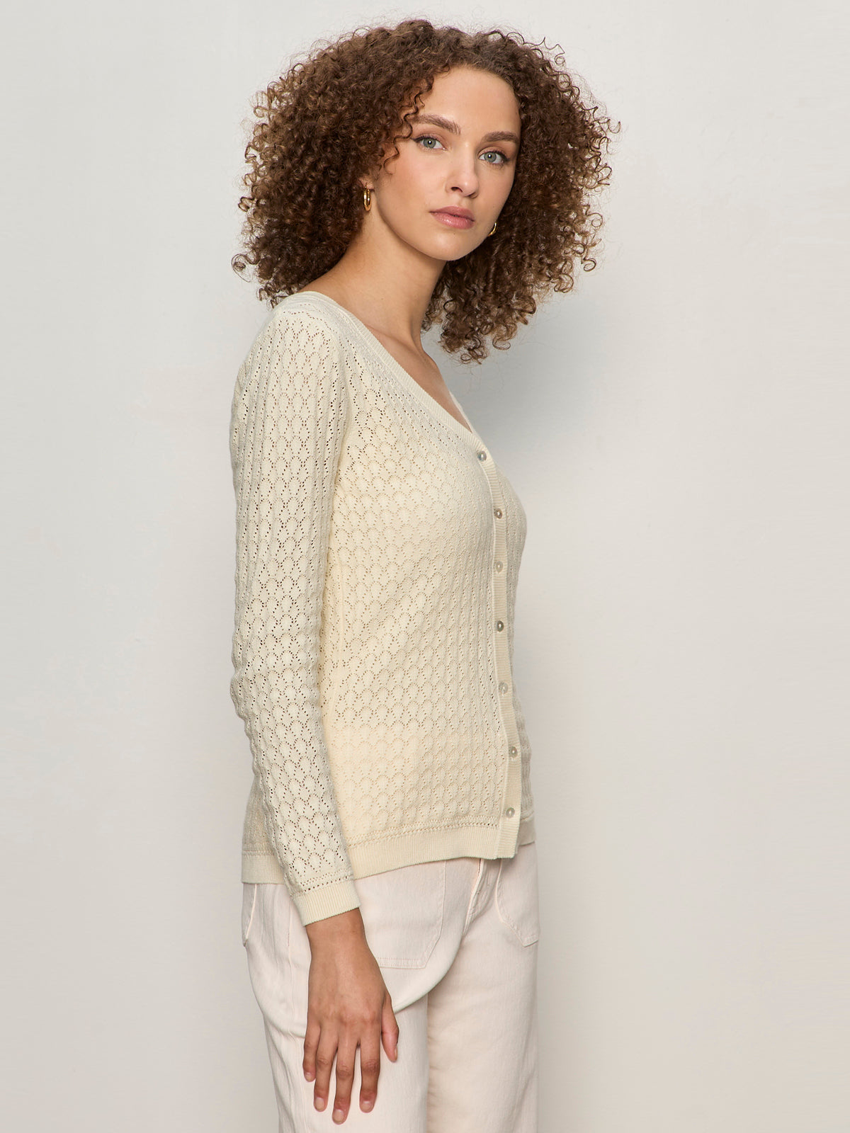 EVERYDAY POINTELLE CARDIGAN COLLAGEN | Sanctuary Clothing
