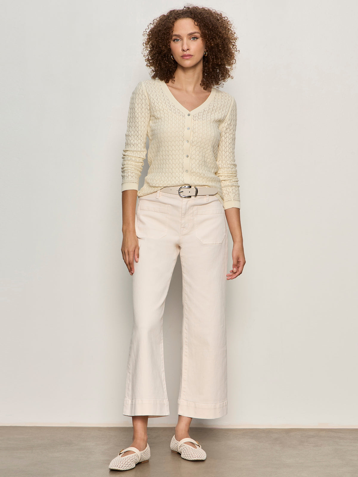 EVERYDAY POINTELLE CARDIGAN COLLAGEN | Sanctuary Clothing