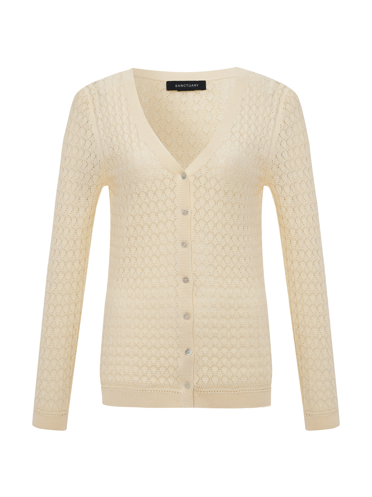 EVERYDAY POINTELLE CARDIGAN COLLAGEN | Sanctuary Clothing