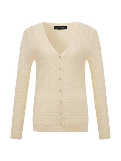 EVERYDAY POINTELLE CARDIGAN COLLAGEN | Sanctuary Clothing