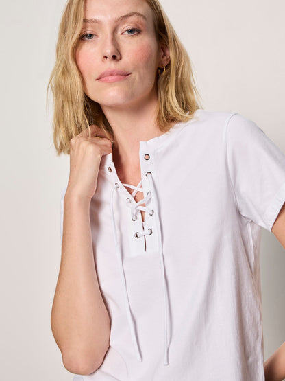 LACE UP TIMELESS TEE WHITE | Sanctuary Clothing