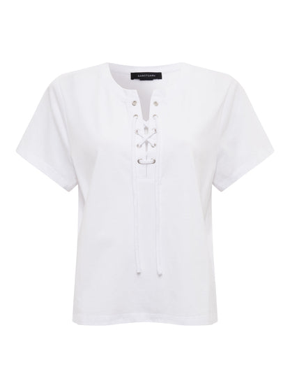 LACE UP TIMELESS TEE WHITE | Sanctuary Clothing