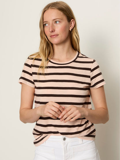THE PERFECT TEE BLEACHED PK/RICH SOIL STRIPE | Sanctuary Clothing